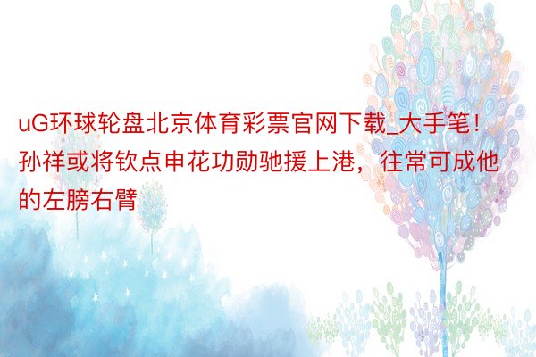 uG环球轮盘北京体育彩票官网下载_大手笔！孙祥或将钦点申花功勋驰援上港，往常可成他的左膀右臂