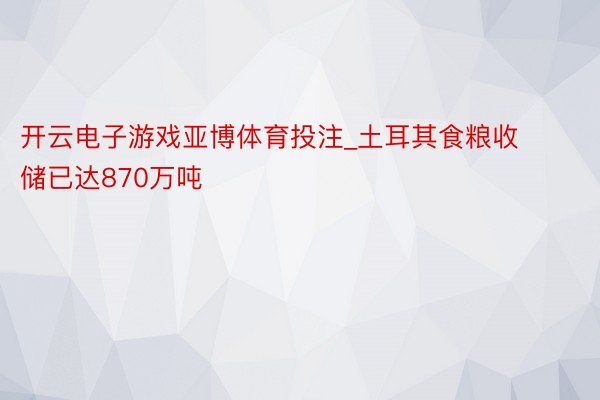 开云电子游戏亚博体育投注_土耳其食粮收储已达870万吨