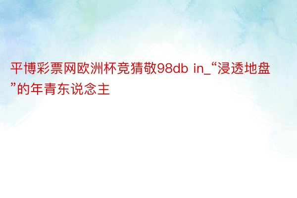 平博彩票网欧洲杯竞猜敬98db in_“浸透地盘”的年青东说念主