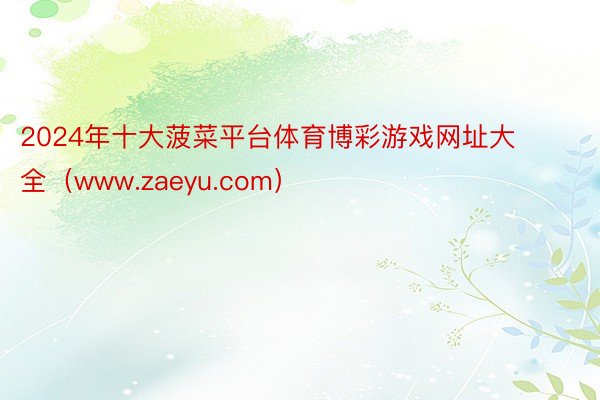 2024年十大菠菜平台体育博彩游戏网址大全（www.zaeyu.com）