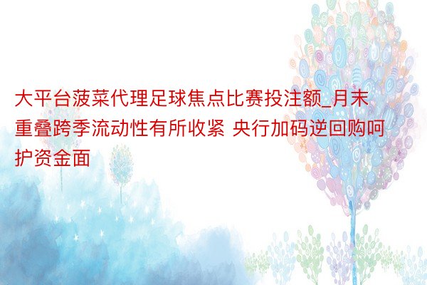大平台菠菜代理足球焦点比赛投注额_月末重叠跨季流动性有所收紧 央行加码逆回购呵护资金面